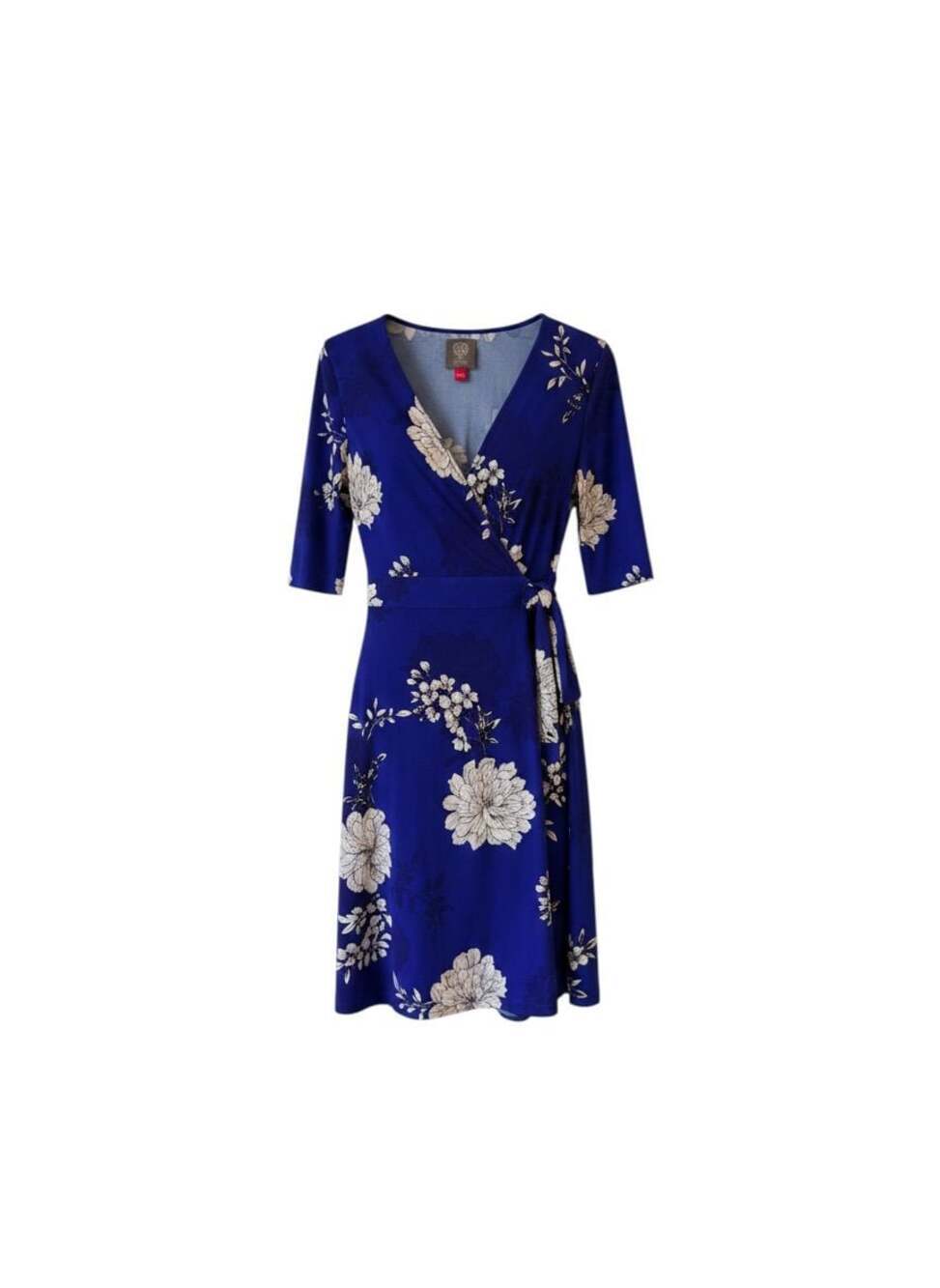 Vince Camuto Blue Floral Faux Wrap Dress Size 2 Wedding Guest Career Chic